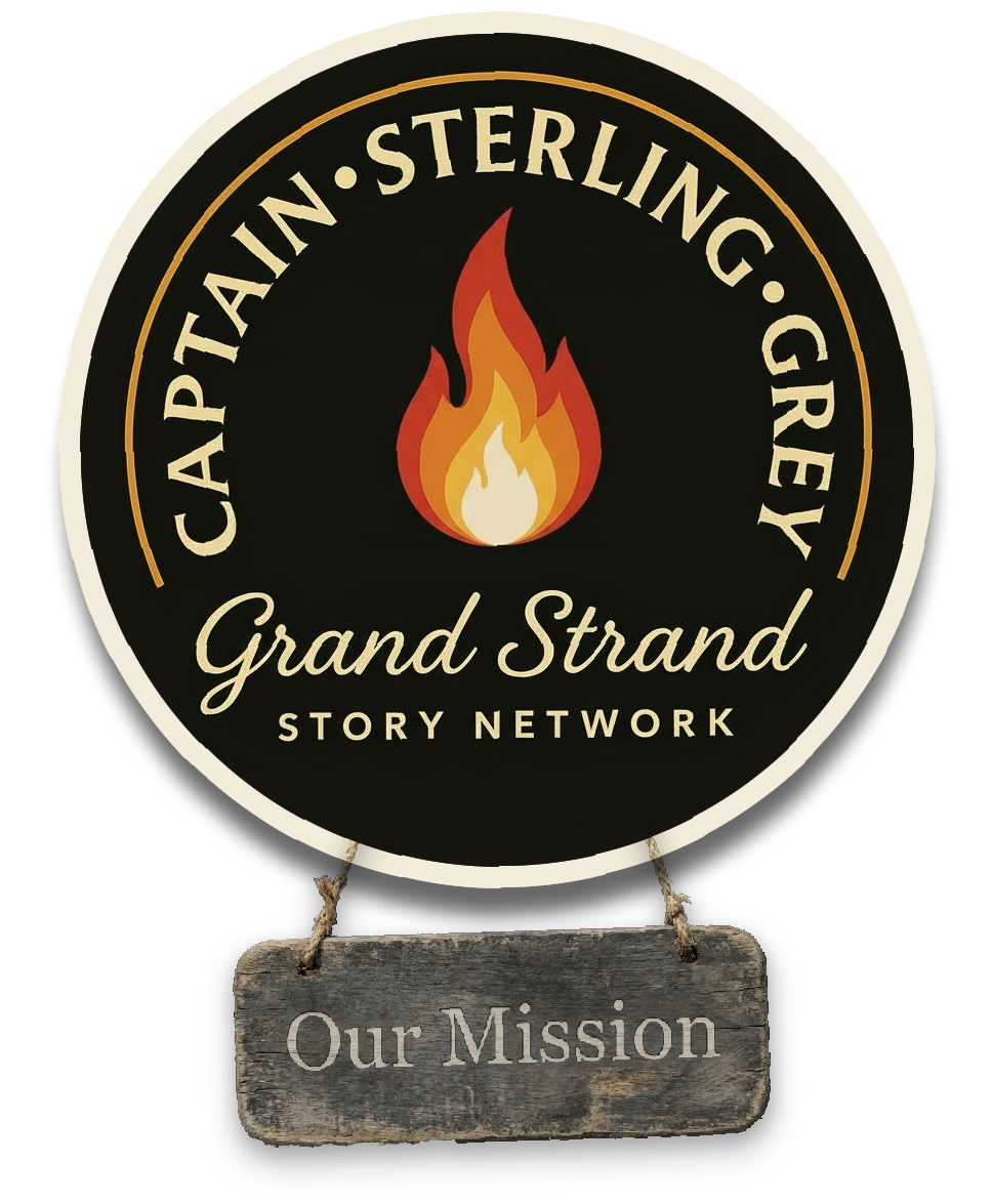 Grand Strand Story Network logo with Our Mission sign